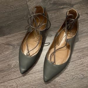 Aquazurra Christie Lace Up Ballerina Pointed Toe Flats